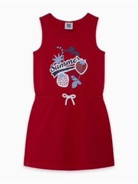 Girls' Red Strawberry Graphic Tank Dress - Cute Casual Summer